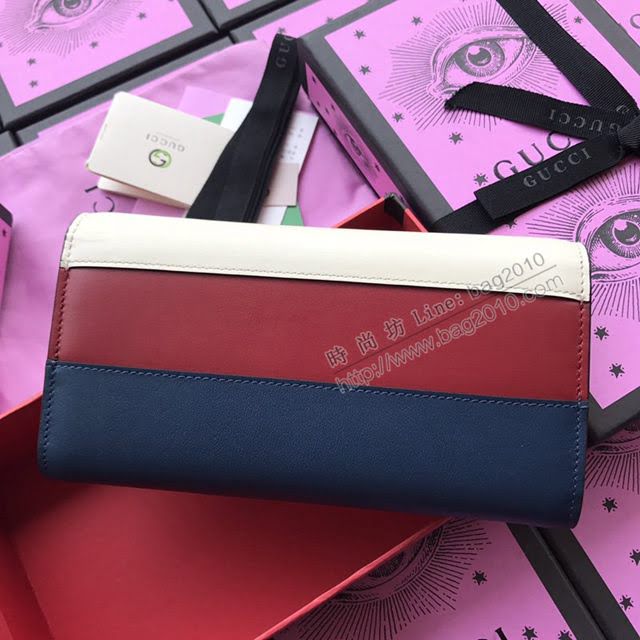Gucci錢包 古馳新款原單Sylvie全拉鏈式皮夾 玫瑰花刺繡 Gucci長錢包 476083玫瑰花白全皮  gdj1106